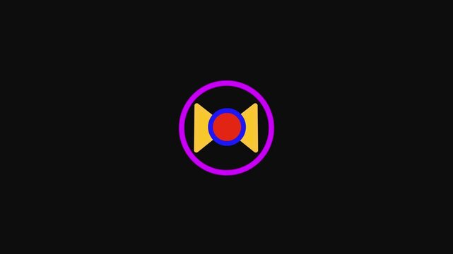 DVD disk icon simple shape circle animation black background.purple line CD or DVD disk icon