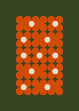 Spring postcard with abstract flowers