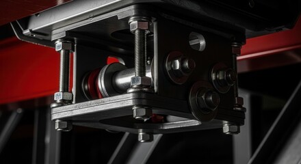 Fototapeta premium Industrial Precision Component Assembly Showing Bolts, Nuts, Metal Parts, and Complex Design