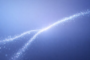 Sparkling particle trail on blue background