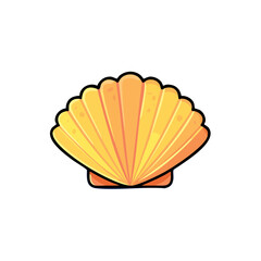 An illustrated seashell. The illustration of seashell is elegant and simple. The lines are clean, and the colors are vibrant and eye-catching