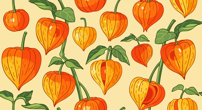 Vector illustration of ground cherries pattern