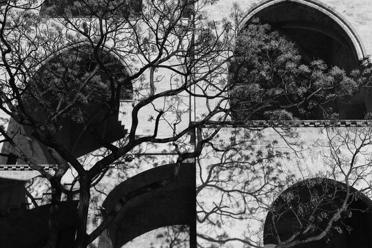 Architectural detail of the Serranos Towers in Valencia