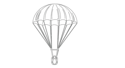Line art illustration of a hot air balloon with detailed suspension lines