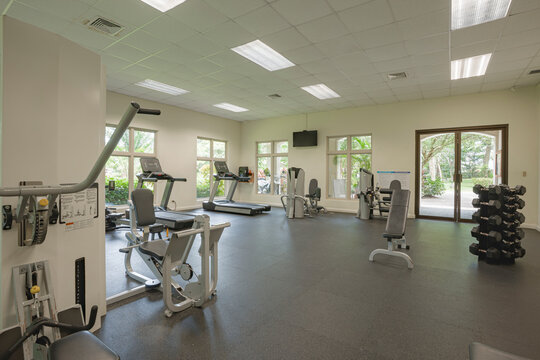 Professional Gym With Cardio And Weight Machines In Empty Setting
