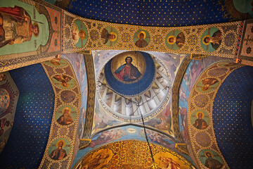 Interior of the Sioni Cathedral of the Dormition, Georgian Orthodox cathedral in historic Old Town of Tbilisi, Georgia.