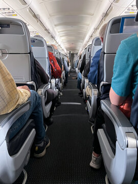 Airplane Passengers in their Seats During flight