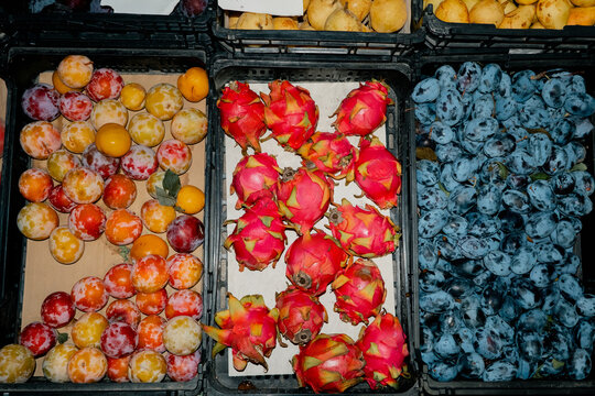 Exotic and Colorful Fruits at Market