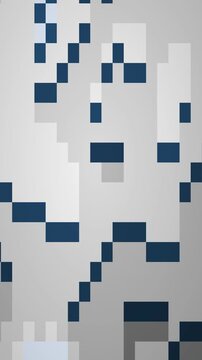 Abstract Pixelated Pattern with Dark Blue Squares on Light Gray Background.