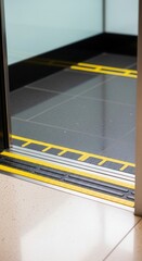 Modern Elevator Interior Design Featuring Geometric Patterns and Architectural Details