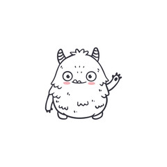 Fototapeta premium cute cartoon monster isolated on white background for coloring pages, magazines. Alien, Funny character. Sketch, doodle. Vector illustration
