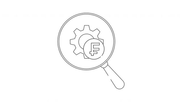 Swiss Franc Analysis - Magnifying Glass, Gear, and Currency Symbol.