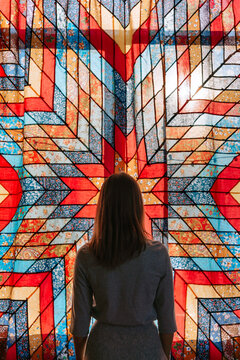 Colorful Quilt Patterns Create a Stunning Backdrop for Reflection