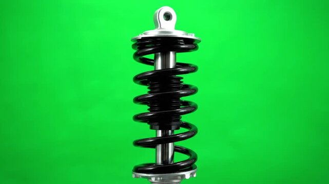 Shock absorber in studio shot with green screen background for automotive parts catalog