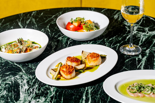 Gourmet meals on a table