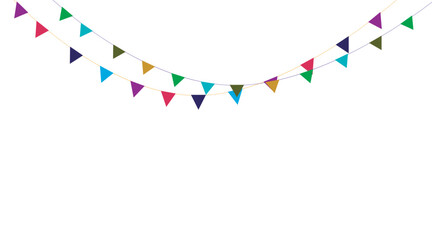 Obraz premium Colorful triangular flags strung together in a festive curved arrangement Vector illustration