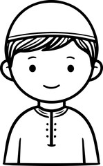 Obraz premium Smiling boy wearing traditional Muslim cap and kurta