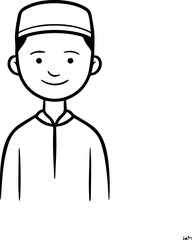 Obraz premium Smiling boy wearing traditional Muslim cap and kurta