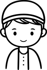 Obraz premium Smiling boy wearing traditional Muslim cap and kurta