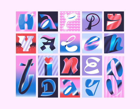 Happy Valentines Day collage letter grid