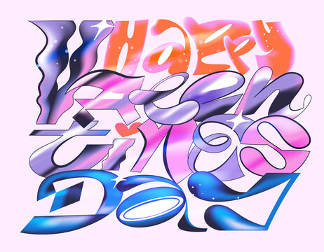 happy valentines day lettering composition