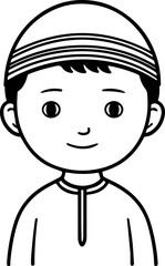 Obraz premium Smiling boy wearing traditional Muslim cap and kurta