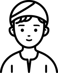 Obraz premium Smiling boy wearing traditional Muslim cap and kurta