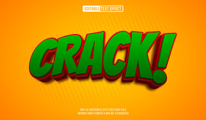 Editable 3d text style effect - Crack Comic text effect Template