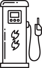 EV Charging Station Line Art Icon. Electric Car Charger Vector.