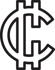Obraz premium Ghanaian Cedi Currency Symbol Outline Vector Icon