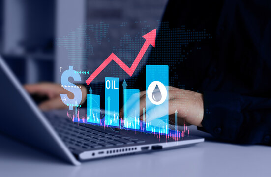 Crude oil prices go up. Energy Crisis Concept &ndash; Increasing Oil Prices Because of War.
