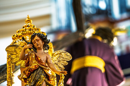 Holy Week Seville: Angel with Hammer on Gran Poder Mystery Float
