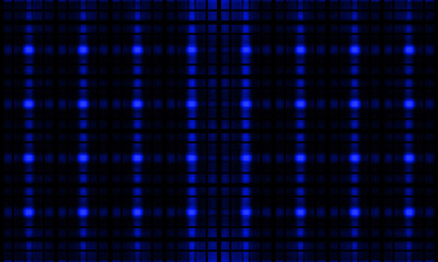 黒色のグラデーションのあるグリッドのような背景に青の光る、ぼかしのある格子のような柄、模様のテクノロジーやデジタルのイメージでデザインした壁紙、グラフィックの素材