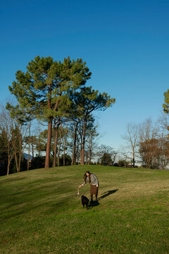 Dog and owner at the park