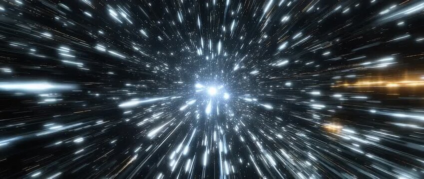 Abstract light speed tunnel of stars motion background