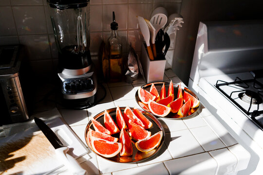 Sliced ​​grapefruit