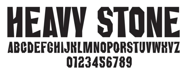 Heavy Chopped simple font on the theme of urbanism, stone, concrete, rock. Set of letters and numbers of the latin alphabet. © paseven