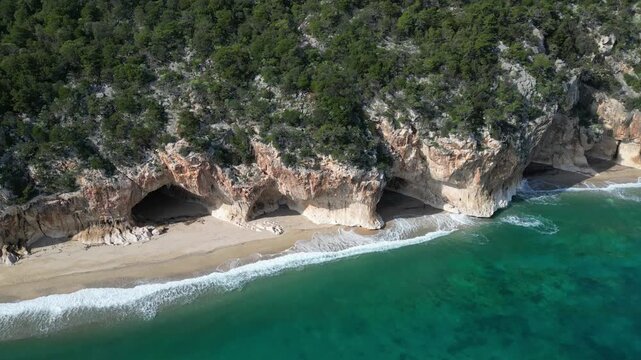 drone flight near the Cala Luna grotto in Sardinia