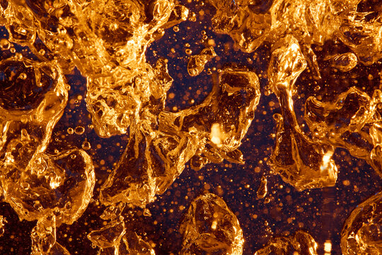 Closeup View of  Abstract Color Gold Water Bubbles 