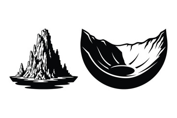 Jagged Rock Formation and Crater Landscape