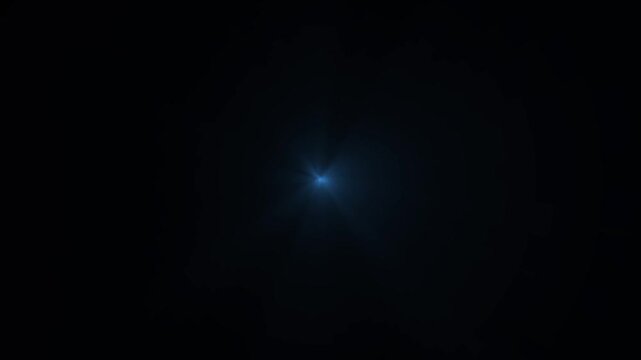 Single Blue Lens Flare Burst on Black Background light