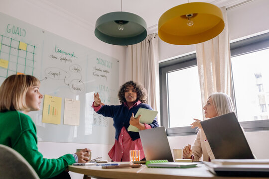 Intern explaining the proposal teamwork