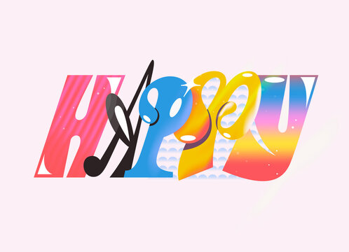 happy  lettering composition