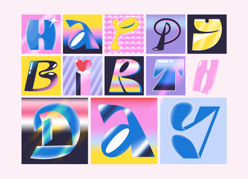 happy  birthday lettering composition