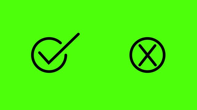 Check Mark and X Mark Icons on Green Background correct