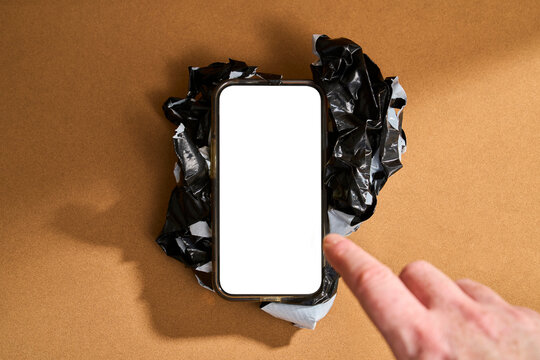 Still Life of a Phone on a Ball Made With Black Tape