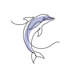Fototapeta premium Dolphin one line drawing. Dolphin single line illustration. Dolphin minimalist line art. Dolphin vector art