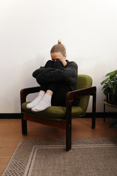 Young woman suffering from depression and feeling lonely