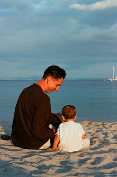 Beach Bonding at Sunset Film Photo