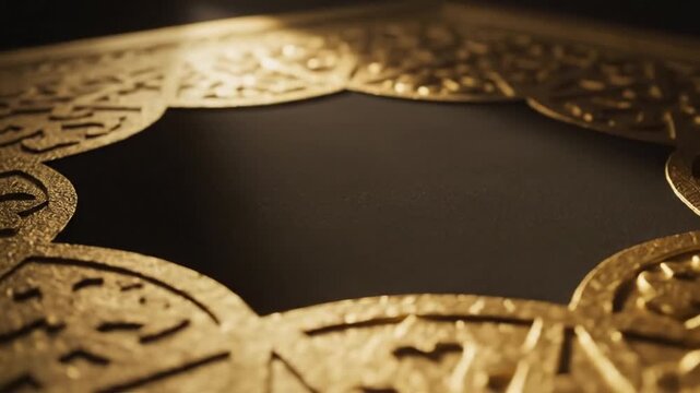 Close up of shiny gold coins arranged in a circular pattern on a black background emphasizing value and wealth